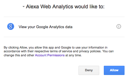 Google alexa analytics auth